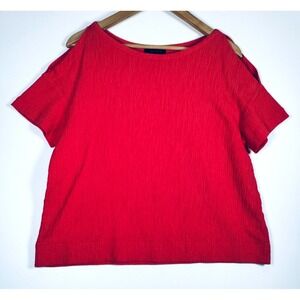 Cop Copine Blouse Womens 36 Red Samiel Top Cold Shoulder Textured Knit Portugal